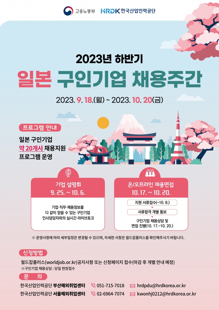 「2023년 하반기 일본구인기업 채용주간」채용면접회 홍보